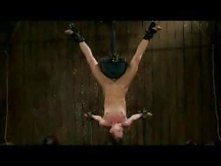 Lady Hanging Upside Down With Vibrator In Pussy Getting Her Body Tortured With movs Whipped By healer In The Dungeon