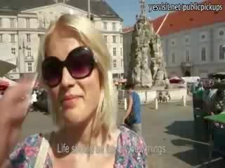 Delightful amateur blonde Czech lassie pounded in the market
