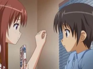 Anime adolescent tit fucking and rubbing huge putz gets a facial