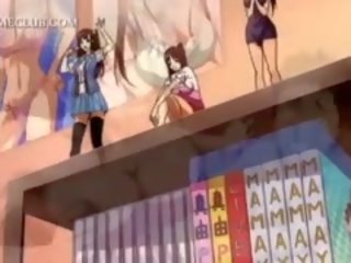 Tatlong-dimensiyonal anime adolescent makakakuha ng puke fucked bista mula sa ilalim ng palda sa kama