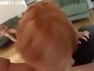 Redhead beauty brutally face fucked by men.F70