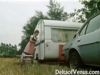 Retro German sex video - Hairy Pussy Brunette Fucking In Camper