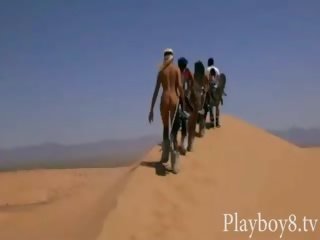 Group of smashing playmates sandboarding and tryout fishing