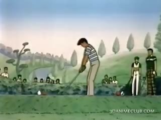 Anime geliefde geneukt doggy stijl op de golf veld