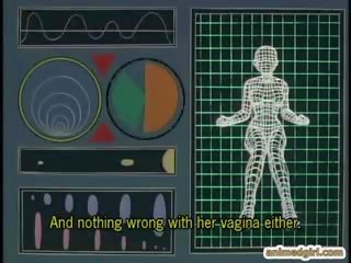 Cartoni animati adolescente legato su in un gynaecological sedia e robot tentacoli scopata