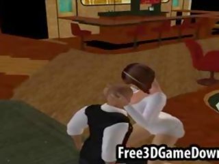 Tremendous 3d cartoon brunette fucking sucking a big