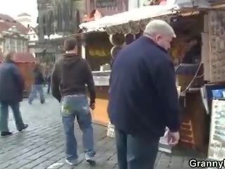 Granny tourist jumps on penis