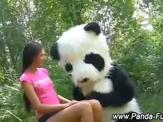 Φετίχ έφηβος/η παίρνει αυτό επί με παιχνίδι panda