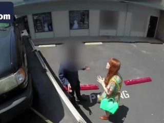 Charming Ginger enchantress Blowing A dick In The Back Of The Tow Truck