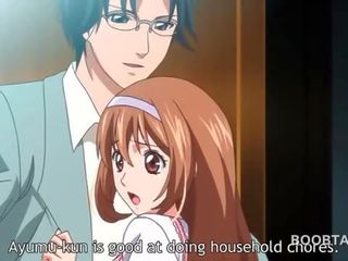 Redhead anime school doll seducing her charming teacher