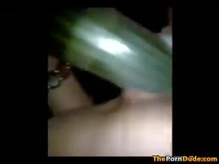 Young lady Fucks Herself With A Large Cucumber