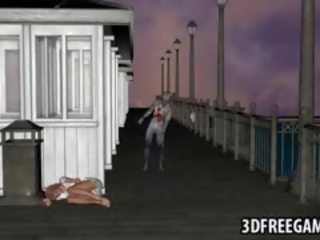 Busty 3D Cartoon honey Getting Fucked By A Zombie