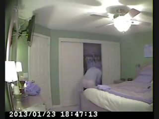 Hidden cam in bed room of my mum caught elite masturbation