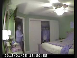 Hidden cam in bed room of my mum caught elite masturbation